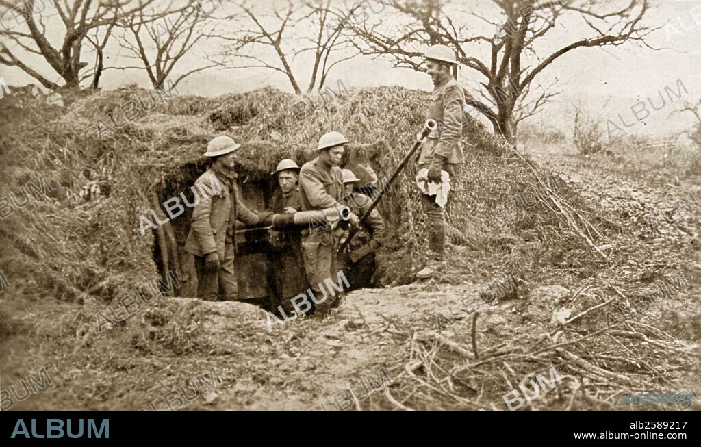 British artillery position in France, World war one, 1917.