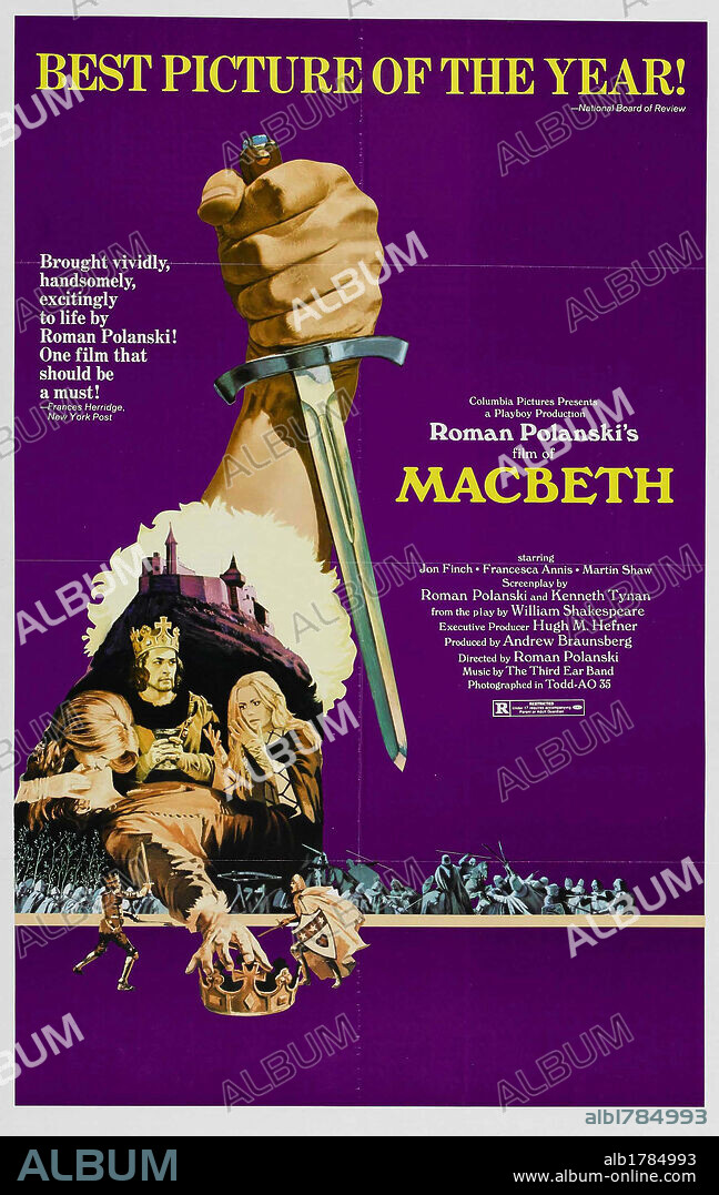 Poster of THE TRAGEDY OF MACBETH, 1971, directed by ROMAN POLANSKI. Copyright COLUMBIA PICTURES.