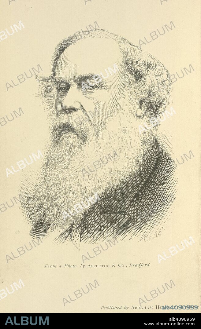 SIR TITUS SALT and J GELDER. Sir Titus Salt. Saltaire, and its founder, Sir T. Salt, Bart. Saltaire, 1871. Sir Titus Salt (1803-1876). Portrait. English manufacturer and philanthropist. From a photo by Appleton & C., Bradford.  Image taken from Saltaire, and its founder, Sir T. Salt, Bart.  Originally published/produced in Saltaire, 1871. . Source: 10826.aaa.23, frontispiece. Language: English.