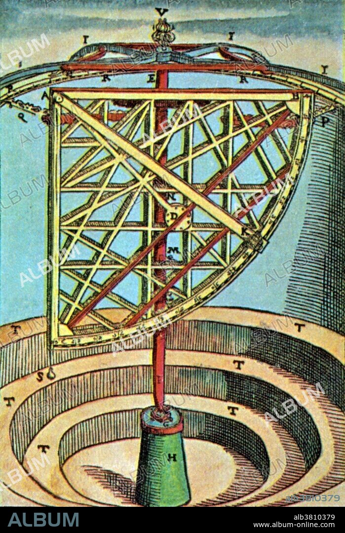 Brahe's 10-foot azimuth quadrant, accurate to 1/240 of a degree. TTycho Brahe (December 14, 1546 - October 24, 1601) was a Danish astronomer and alchemist. After becoming interested in astronomy as a student in Copenhagen, he realized the difficulty of making accurate measurements of celestial bodies with the instruments of the day. His designs for new methods and devices won him great fame. He was granted an estate on the island of Hven to conduct his research, and funding to build the Uraniborg observatory. As an astronomer he worked to combine the geometrical benefits of the Copernican system with the philosophical benefits of the Ptolemaic system into his own model of the universe, the Tychonic system. He was the last of the major naked eye astronomers. He is credited with the most accurate astronomical observations of his time, and the data was used by his assistant, Johannes Kepler, to derive the laws of planetary motion. No one before him had attempted to make so many planetary observations. Due to a duelling injury at university, he always wore a metal nose prosthetic. In 1601 he contracted a bladder or kidney ailment after attending a banquet and died several days later at the age of 54.