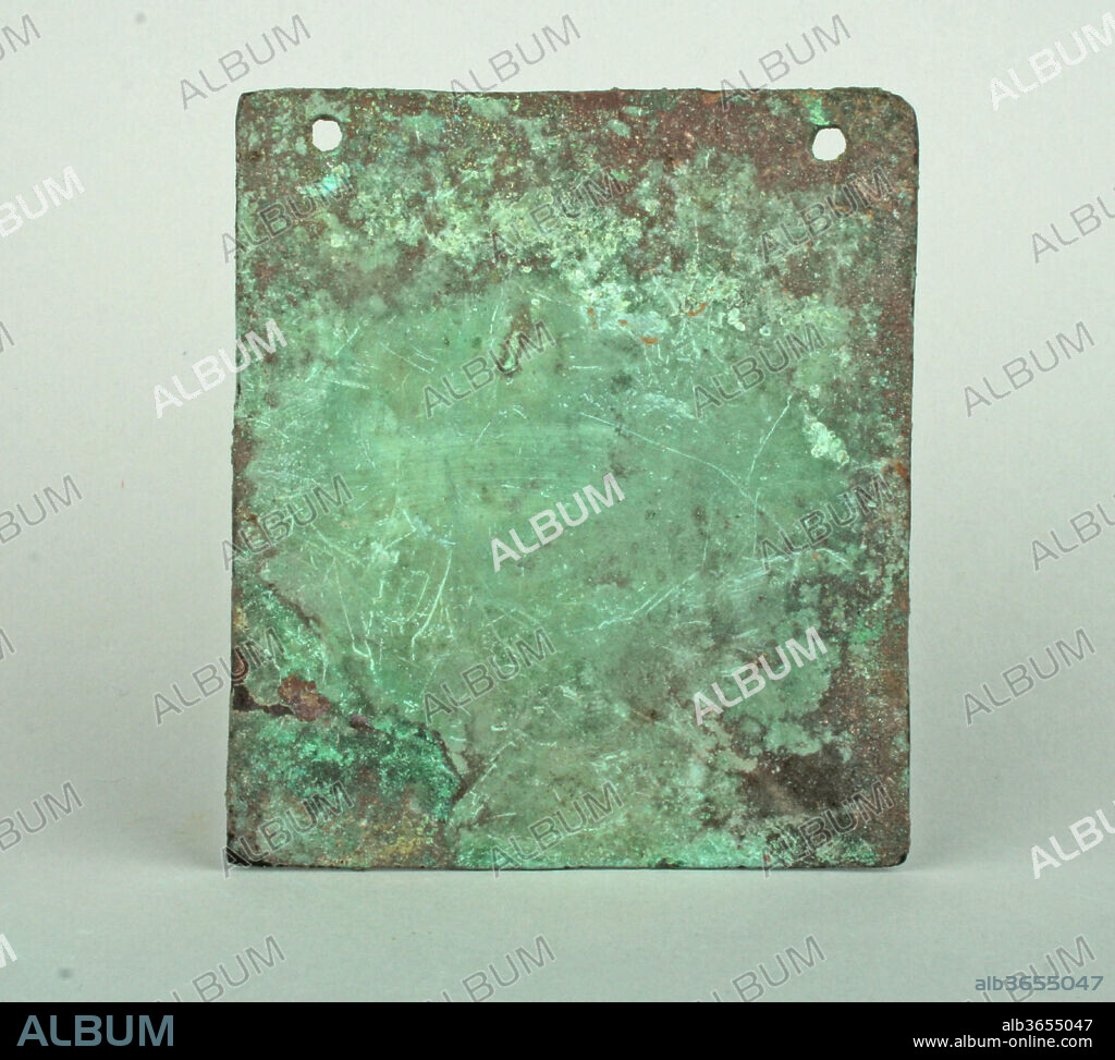 Square Plaque. Culture: Vicús. Dimensions: Height 3-1/4 in. (8.2 cm). Date: 3rd century B.C.-A.D. 2nd century.