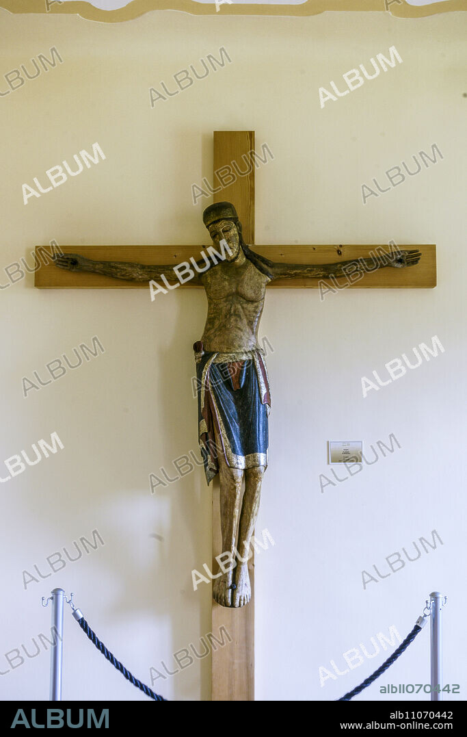 Crucified Christ, 13th century, original of Montona, museum of the basilica of Santa Eufrasia, Porec, - Parenzo-, peninsula of Istria, Croatia.