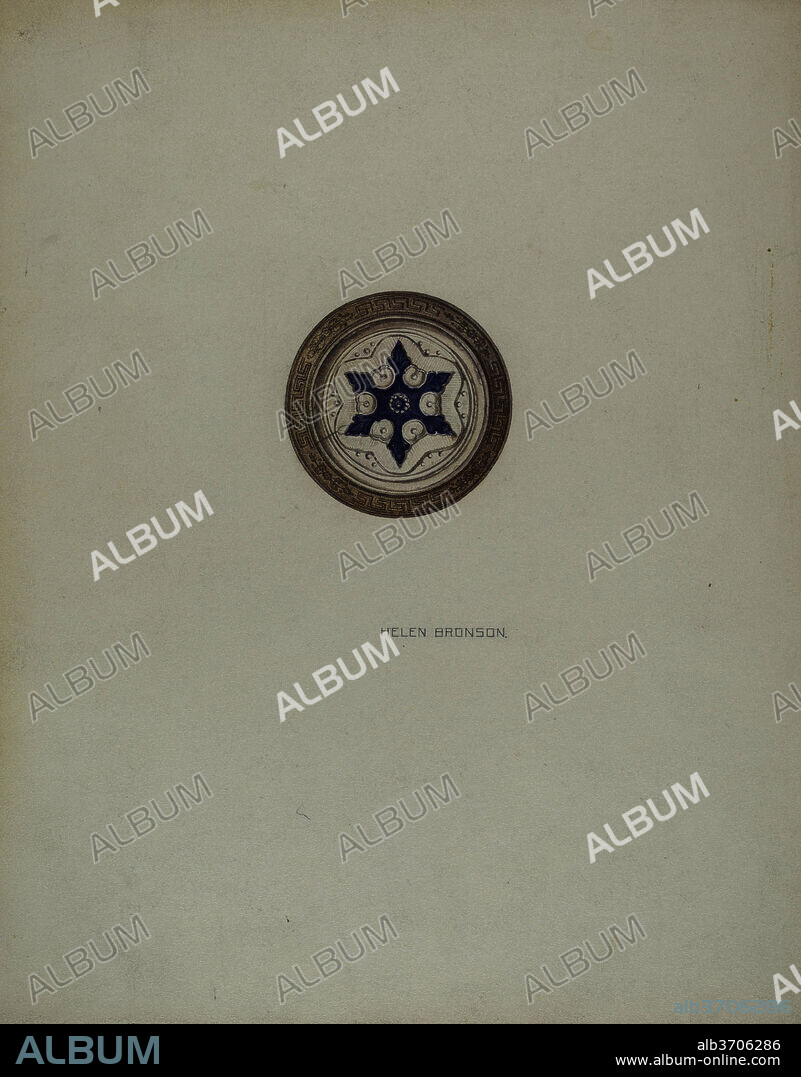 HELEN BRONSON. Mirror Support - Blue Six Point Star. Dated: c. 1941. Dimensions: overall: 28.8 x 22.6 cm (11 5/16 x 8 7/8 in.)  Original IAD Object: 2 1/2" in diameter. Medium: watercolor, colored pencil, and graphite on paperboard.