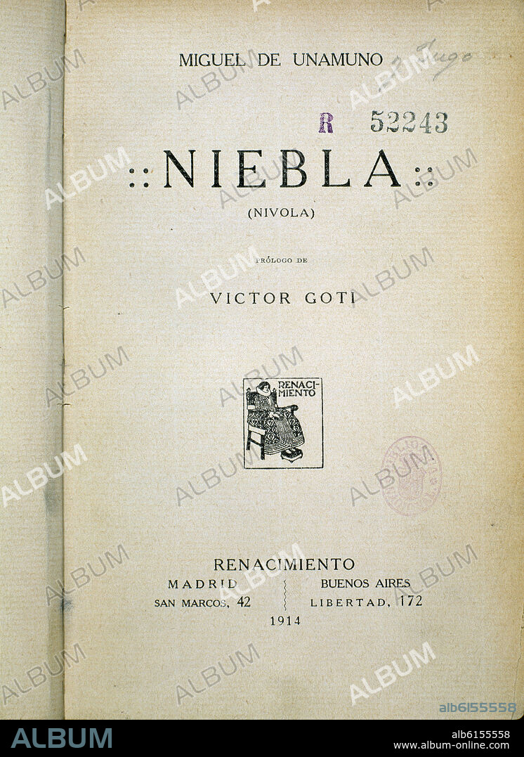 MIGUEL DE UNAMUNO (1864-1936). NIEBLA 1914 1/72485.