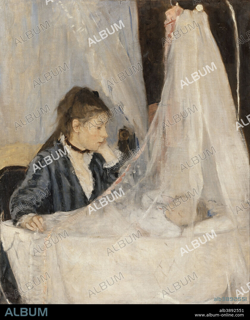 BERTHE MORISOT. Le Berceau The Cradle. Date/Period: 1872. Painting. Oil on canvas. Height: 560 mm (22.04 in); Width: 460 mm (18.11 in).