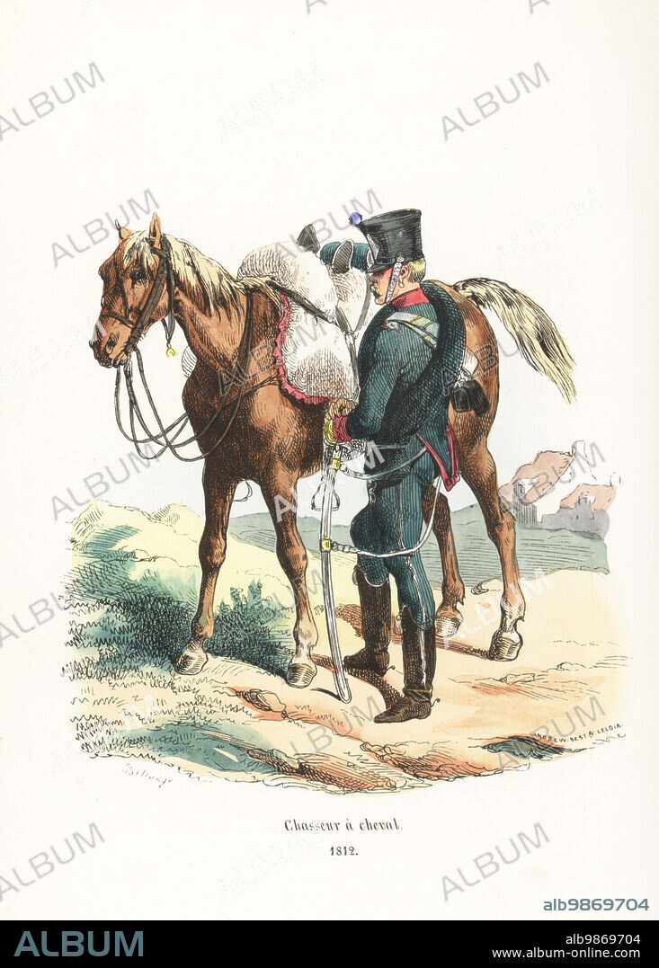 Uniform of the French Horse Chasseurs 1st Regiment 1812. In