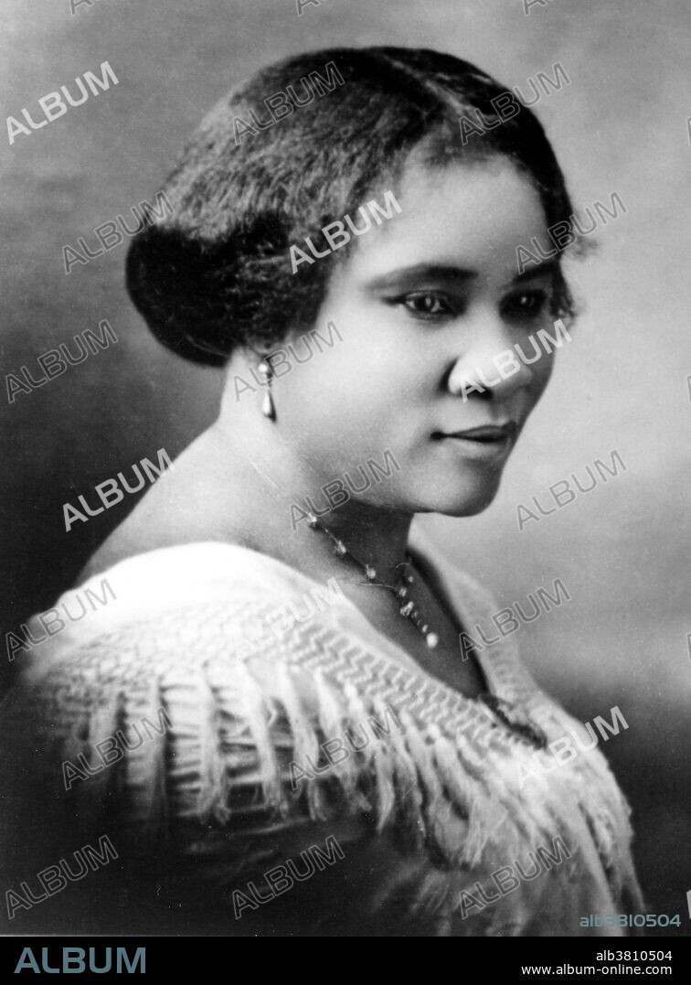 Sarah Breedlove (December 23, 1867 - May 25, 1919), known as Madam C. J. Walker, was an African-American entrepreneur and philanthropist, regarded as the first female self-made millionaire in America. During the 1890s, Walker began to suffer from a scalp ailment that caused her to lose some of her hair. She experimented with homemade remedies and store-bought products. She moved to Denver to work on her hair care products, and married Charles Joseph Walker, a newspaper advertising salesman. She emerged with the name Madam C. J. Walker, an independent hairdresser and retailer of "Madam Walker's Wonderful Hair Grower," a scalp conditioning and healing formula, which she claimed had been revealed to her in a dream. In 1906, she put her daughter A'Lelia in charge of the mail order operation while she and her husband traveled throughout the southern and eastern United States to expand the business. She began to teach and train other black women in women's independence, budgeting, and grooming in order to help them build their own businesses. She also gave lectures on political, economic and social issues at conventions sponsored by powerful black institutions. She died in 1919, from complications of hypertension, at the age of 51.