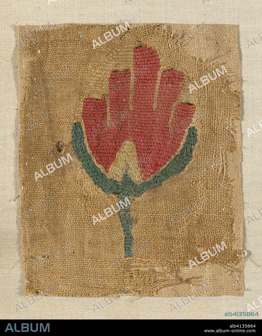 COPTIC. Fragment. Egypt, Akhmîn. Date: 401 AD-600 AD. Dimensions: 10.2 × 8.3 cm (4 × 3 1/4 in.). Linen and wool, slit tapestry weave. Origin: Egypt.