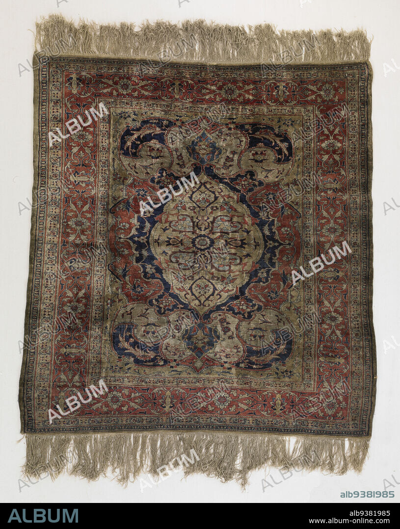 Tabriz Medallion Carpet, Persian, Qjr period, 17851925, late 19th century, Silk, Made in Tabriz, Azarbaijan-e Sharqi province, Iran, Asia, Coverings & hangings, textiles, 55 1/2 x 52 1/2 in. (141 x 133.4 cm).