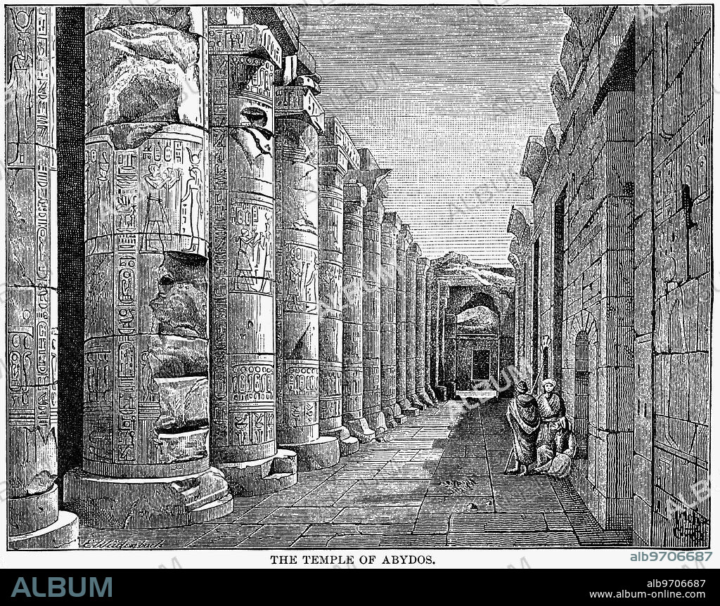 Temple of Abydos, Egypt, Illustration, Cyclopaedia of Universal History, Volume 1, The Ancient World, by John Clark Ridpath, the Jones Brothers Publishing Company, 1885.