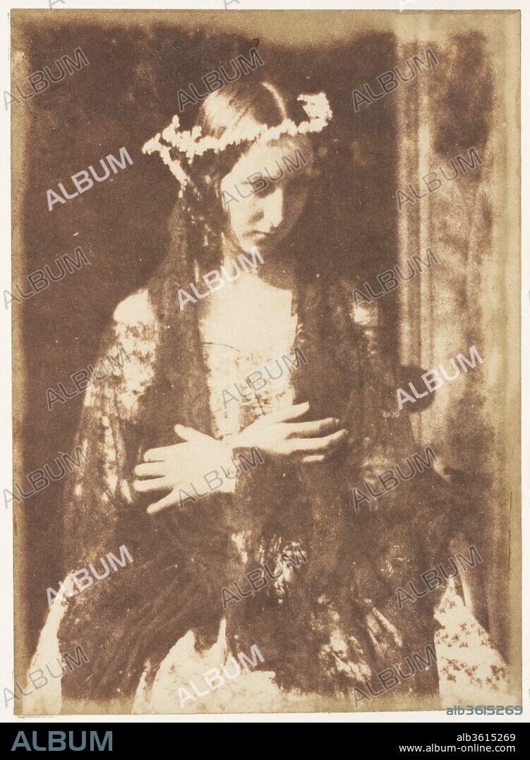 ROBERT ADAMSON and DAVID OCTAVIUS HILL. Miss Kemp as Ophelia. Artist: David Octavius Hill (British, Perth, Scotland 1802-1870 Edinburgh, Scotland); Robert  Adamson (British, St. Andrews, Scotland 1821-1848 St. Andrews, Scotland). Photography Studio: Hill and Adamson (British, active 1843-1848). Date: 1843-47.