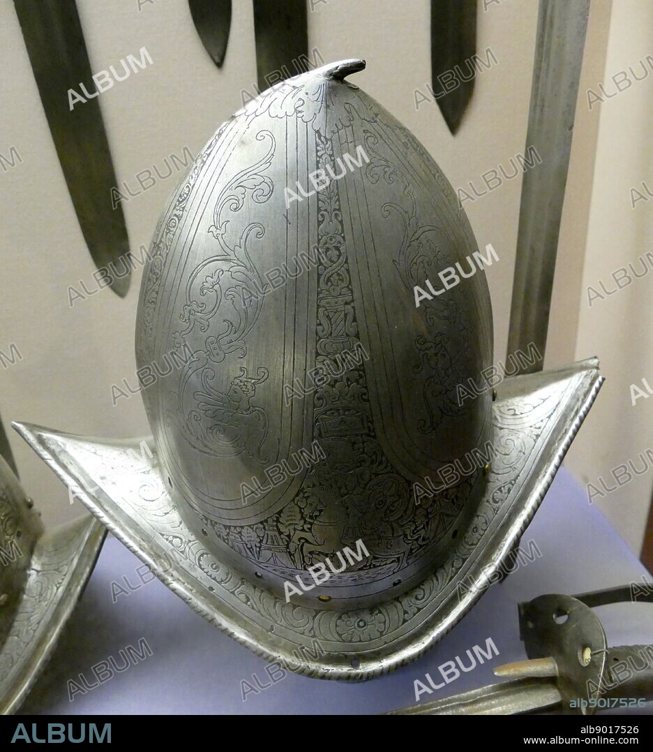 Venetian 16th century helmet worn by a soldier of the Doge's army ...