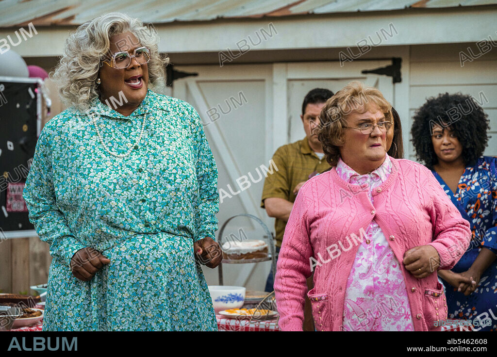 BRENDAN O'CARROLL and TYLER PERRY in A MADEA HOMECOMING, 2022, directed by TYLER PERRY. Copyright The Tyler Perry Company.