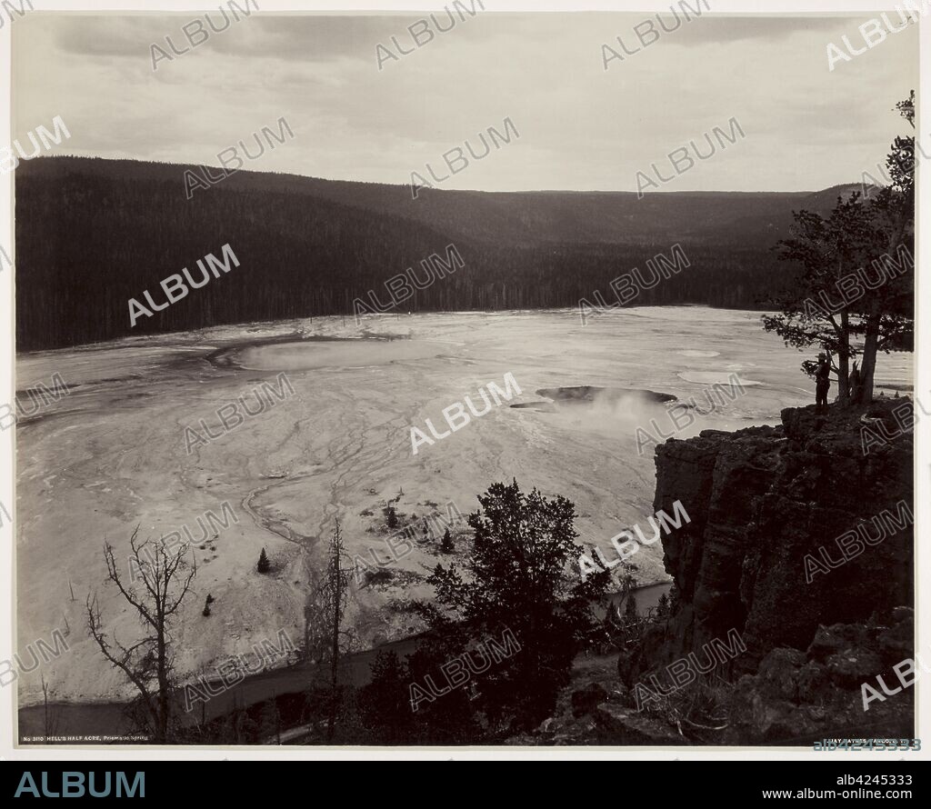 Hell's Half Acre, Prismatic Springs, c. late 1880s. Frank Jay Haynes (American, 1853-1921). Albumen print from glass negative; image: 44.7 x 54.5 cm (17 5/8 x 21 7/16 in.); paper: 45 x 55.1 cm (17 11/16 x 21 11/16 in.); matted: 61 x 76.2 cm (24 x 30 in.).