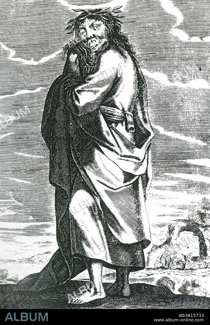 Thales of Miletus (624-546 BC) was a pre-Socratic Greek philosopher, mathematician, astronomer, the first identifiable scientist and one of the Seven Sages of Greece. Thales attempted to explain natural phenomena without reference to mythology and was tremendously influential in this respect. Thales' rejection of mythological explanations became an essential idea for the scientific revolution. In mathematics, Thales used geometry to solve problems such as calculating the height of pyramids and the distance of ships from the shore. He is credited with the first use of deductive reasoning applied to geometry, by deriving four corollaries to Thales' Theorem. As a result, he has been hailed as the first true mathematician and is the first known individual to whom a mathematical discovery has been attributed. He is reported to have predicted a solar eclipse in 585 BC, and tried to explain earthquakes. Engraving from "The History of Philosophy" by Thomas Stanley published in three successive volumes between 1655 and 1661.