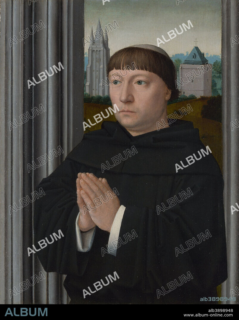 GERARD DAVID. An Augustinian Friar (?) Praying. Painting. Oil on oak. Height: 34.2 cm (13.4 in); Width: 26.8 cm (10.5 in).