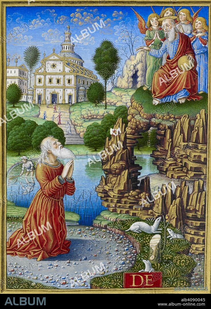 GIOVAN PIETRO BIRAGO. King David in Penitence. Sforza Hours. Milan, circa 1490; Flemish insertions, 1517-1520. Source: Add. 34294, f.232. Language: Latin.