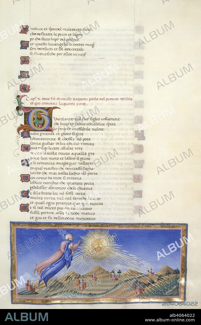 DANTE ALIGHIERI. Paradiso Canto X. Miniature shows Dante and