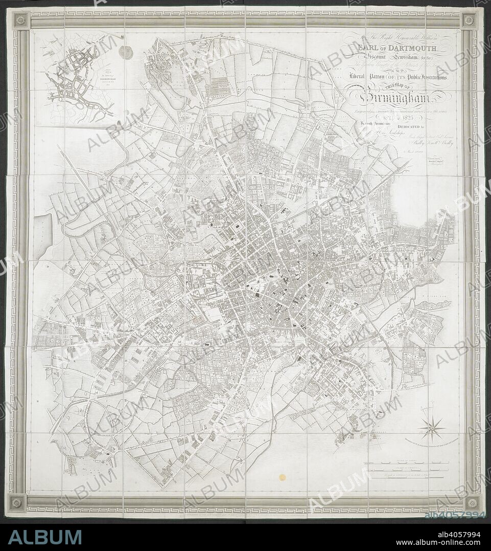 A map of Birmingham. To the Right Honourable William Earl of Dartmouth ... this Map of Birmingham engraved from a ... survey made in the years 1824 & 1825, is ... dedicated by ... Beilby, Knott & Beilby. J. Pigott Smith, Surveyor & Engineer. Birmingham : Beilby, Knott & Beilby, 1828. Source: Maps 197.d.2. Language: English.