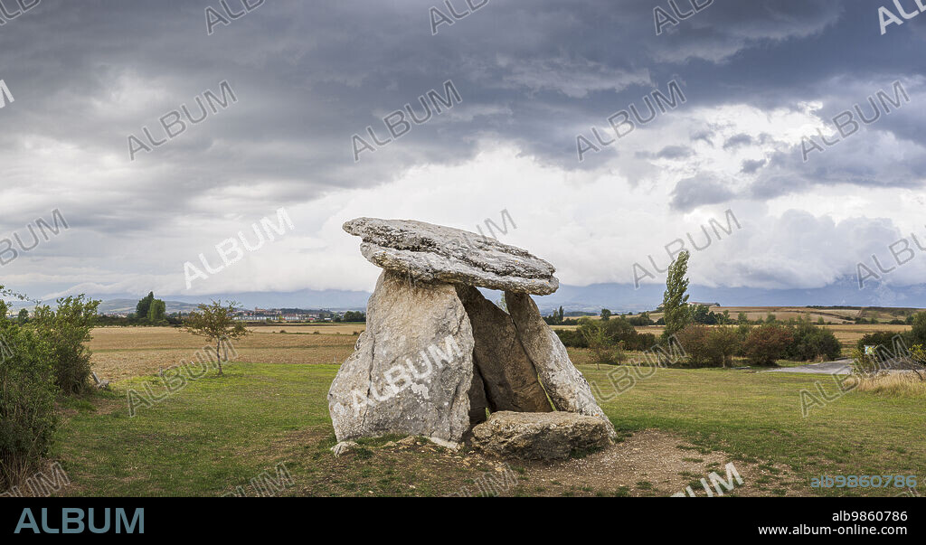 Dolmen of Sorginetxe funerary monument from the year 2500 BC, Salvatierra/Agurain, Alava, Basque Country, Spain.