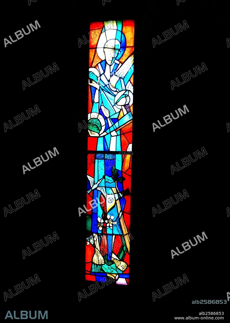 Stained glass windows designed by John Piper depict the light of god, at the New St Michael's Cathedral, Coventry.