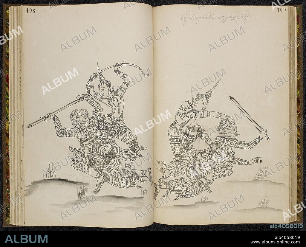 Battle scene from the Ramakien (Thai version of the Ramayana ...