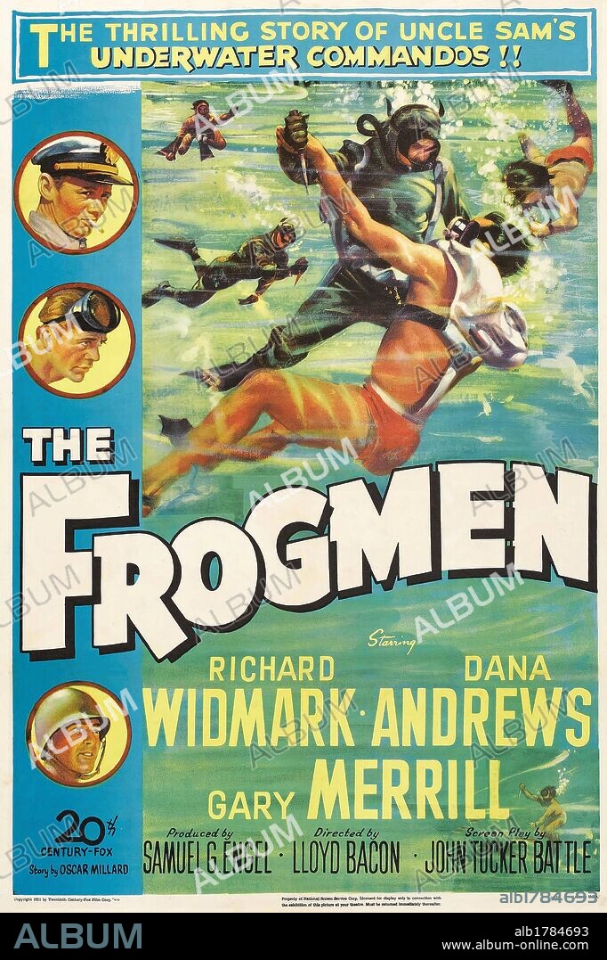 Poster of THE FROGMEN, 1951, directed by LLOYD BACON. Copyright 20TH CENTURY FOX.