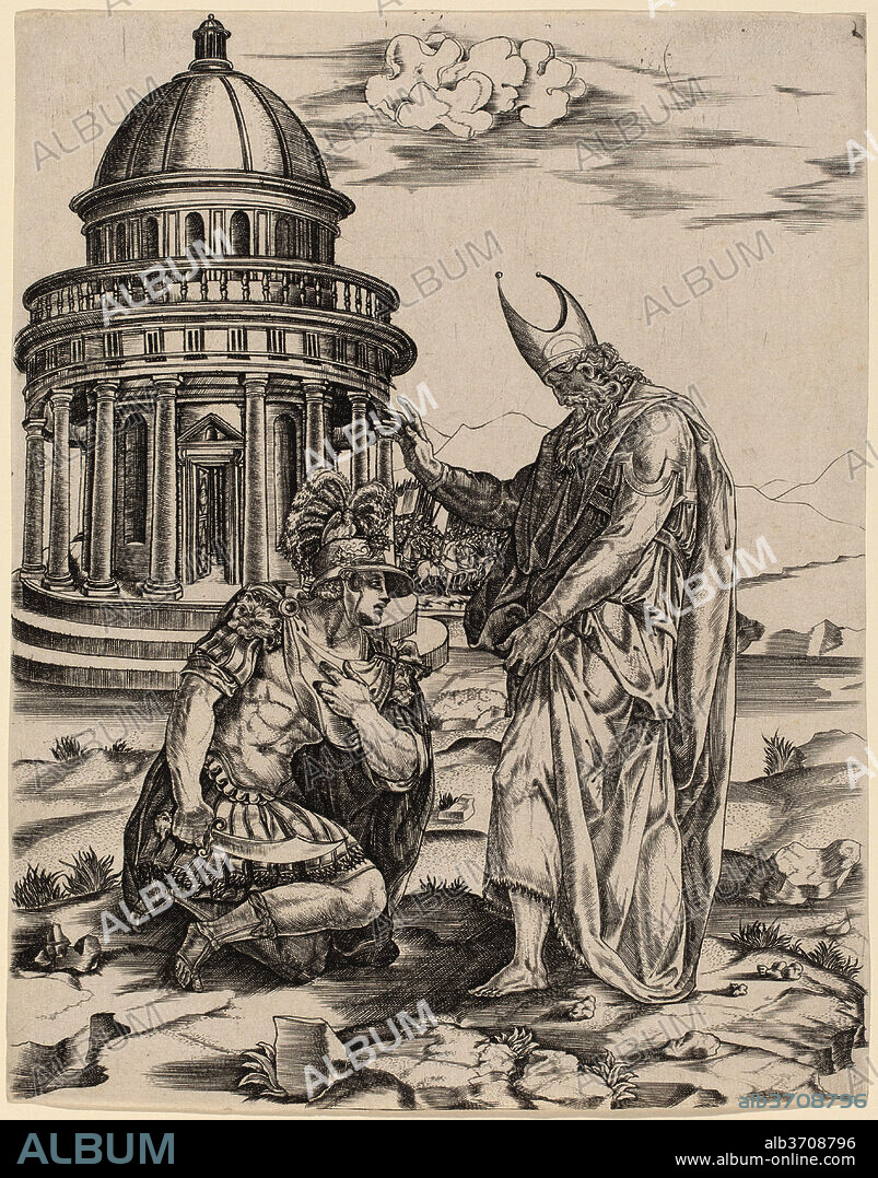 MASTER IRS. Alexander and the High Priest of Jerusalem. Dimensions: sheet (trimmed within plate mark): 24.8 x 19.6 cm (9 3/4 x 7 11/16 in.). Medium: engraving.