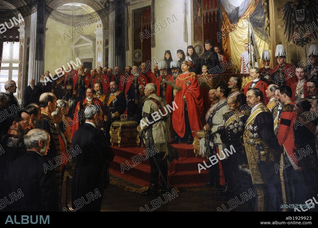 The Opening of the German Reichstag in the White Hall of the Berlin Schloss by Kaiser Wilhelm II on June 25, 1888. Painting finished in 1893 by Anton Von Werner (1843-1915). Detail. German Historical Museum, Berlin. Germany.