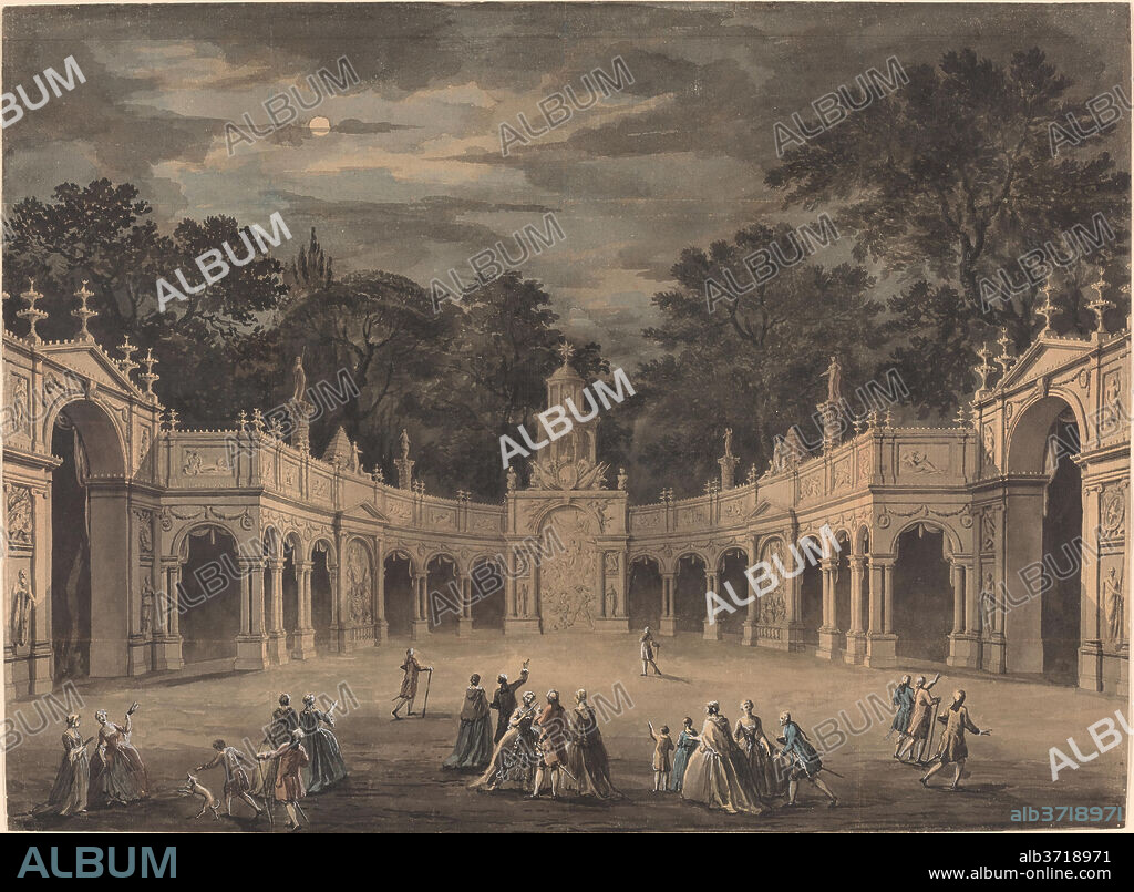 ROBERT ADAM. A Design for Illuminations to Celebrate the Birthday of King  George III. Dated: 1763. Dimensions: overall: 42.3 x 57.5 cm (16 5/8 x 22  5/8 in.). Medium: water - Album alb3718971