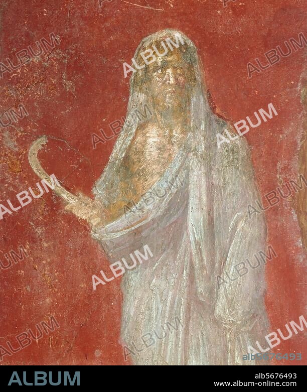 Mythology / Greco-Roman:. Saturn. Saturn. Pompeian wall painting, 1st C. AD. Naples, National Archaeological Museum.