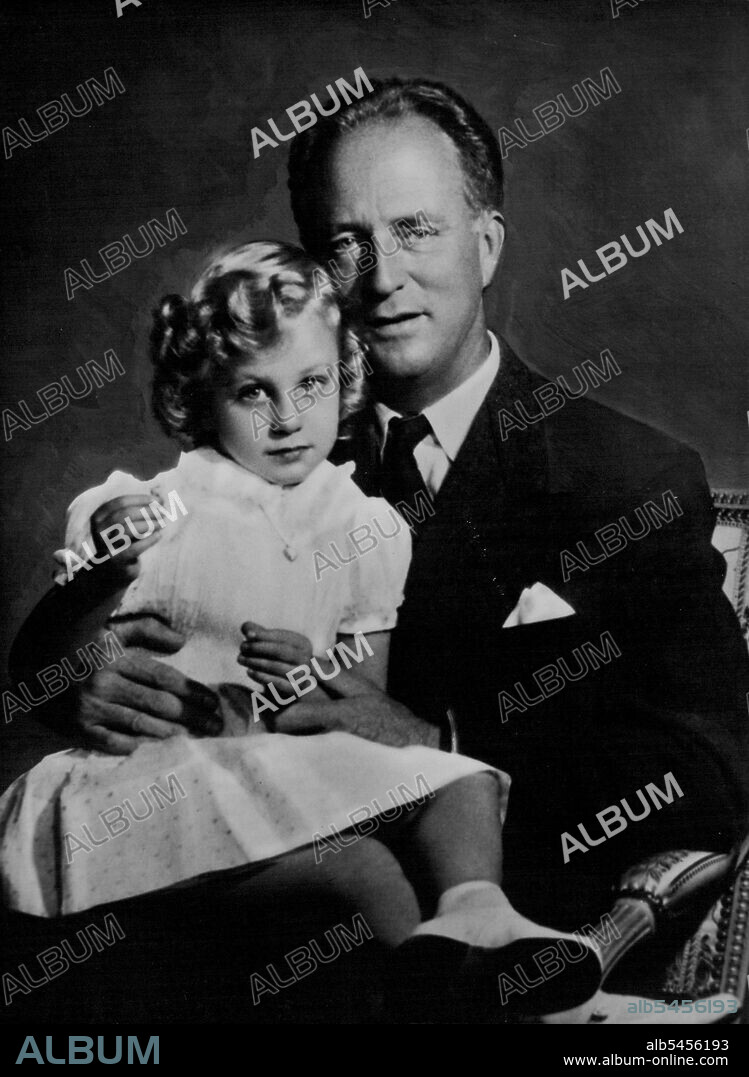 The Royal Family Of Belgium: Ex-King Leopold III Of Belgians And Princess Marie-Christine -- Ex-King Leopold photographed with Princess Marie-Christine, the daughter of his second marriage, to Princess De Rethy; Princess Marie-Christine, who was born on 6th February, 1951, is not in line of succession to the throne of Belgium. January 10, 1955. (Photo by Camera Press).