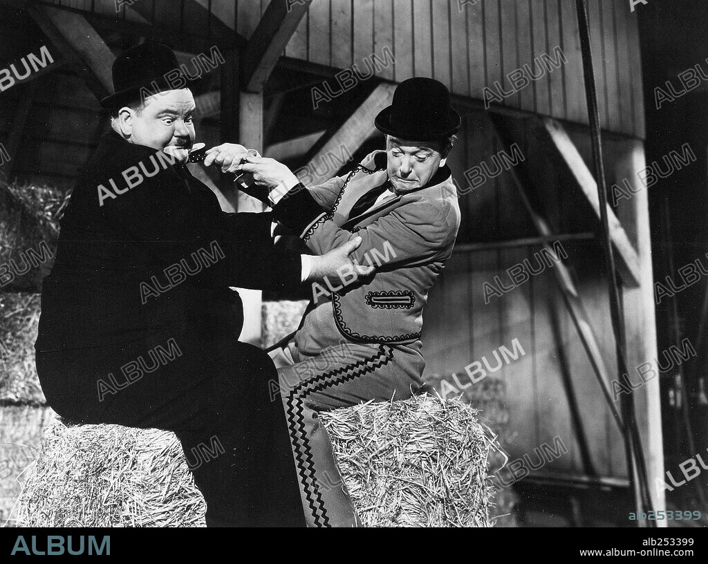 OLIVER HARDY and STAN LAUREL in THE BULLFIGHTERS, 1945, directed by MALCOLM ST. CLAIR. Copyright 20TH CENTURY FOX.