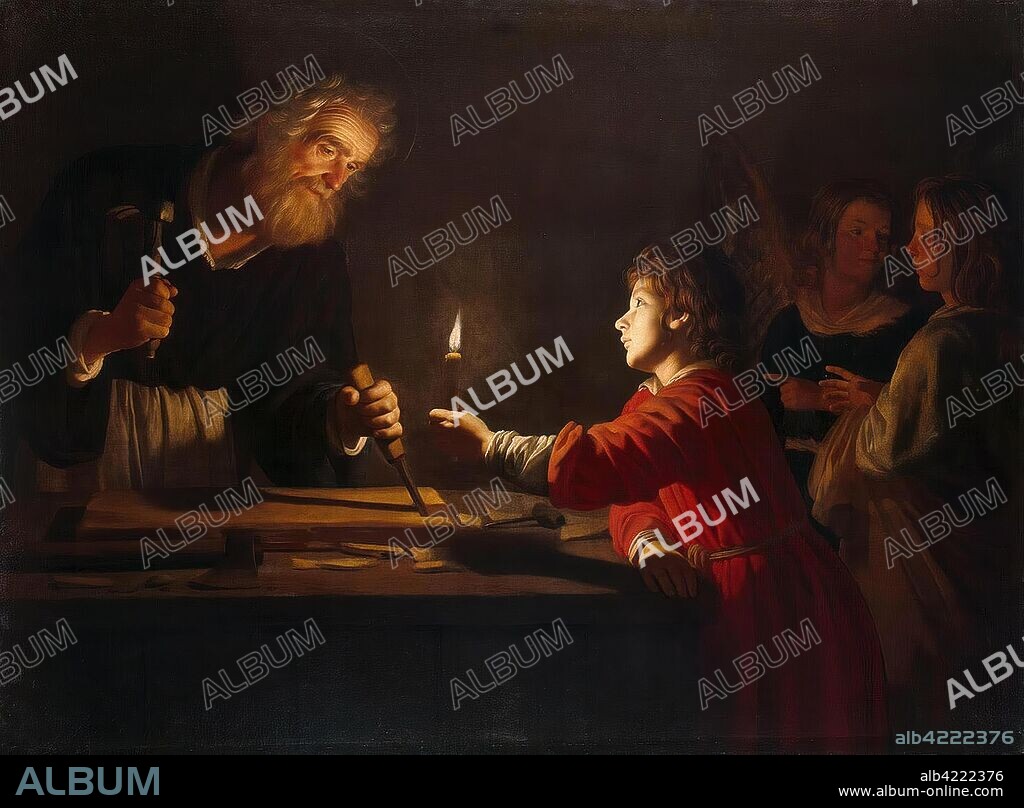 GERRIT VAN HONTHORST. 'Childhood of Christ'. Holland, Circa 1620. Dimensions: 137x185 cm.