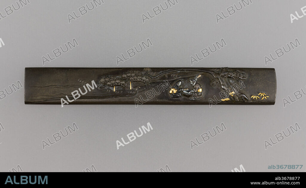 Knife Handle (Kozuka). Culture: Japanese. Dimensions: L. 3 13/16 in. (9.7 cm); W. 9/16 in. (1.4 cm); thickness 1/4 in. (0.6 cm); Wt. 1.2 oz. (34 g). Maker: Ichiyosai Hironao (Japanese, died ca. 1825-50). Date: 19th century.