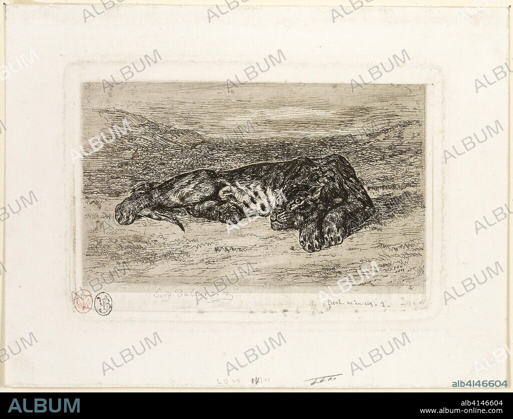 EUGENE DELACROIX. Tiger Resting in the Desert. Eugène Delacroix; French ...