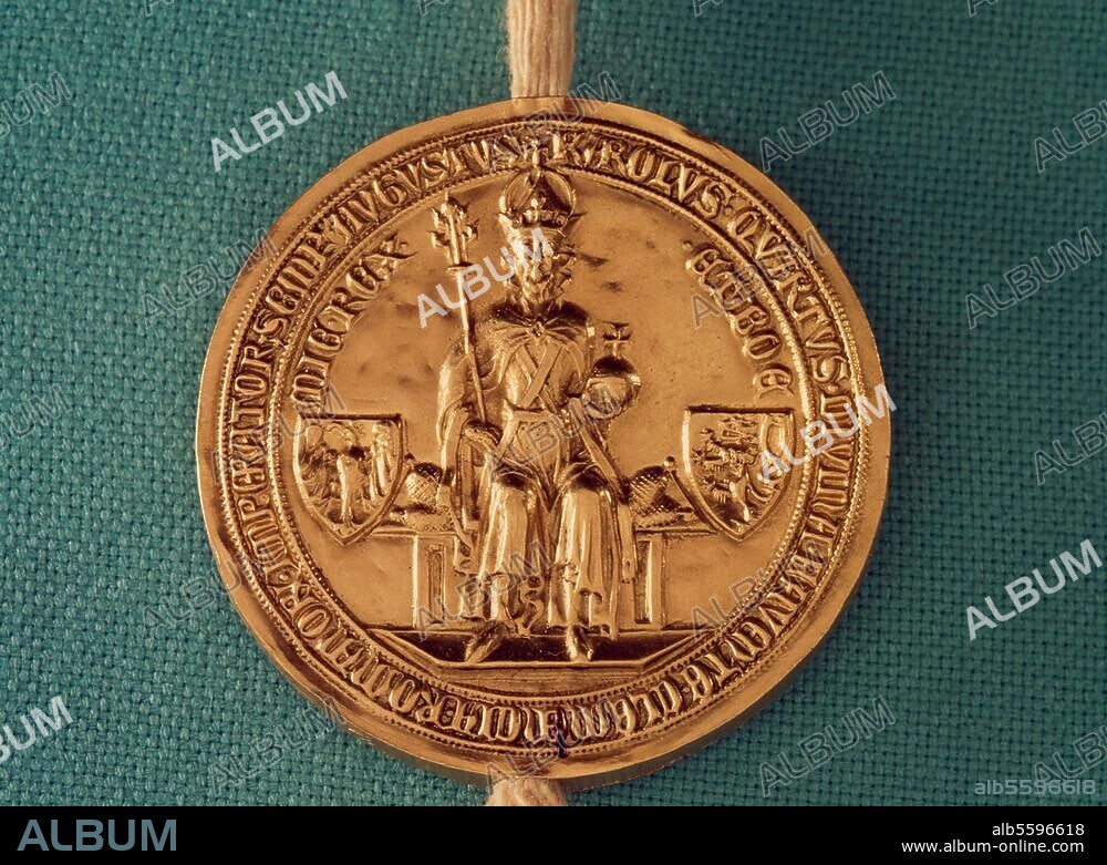 Charles IV (orig. Wenzel) of Luxembourg Emperor of Holy Roman Empire, Prague 14.5.1316 - Prague 29.11.1378. Gold seal of Emperor Charles IV from 1376. Diameter 63 mm. Dresden, Staatsarchiv.