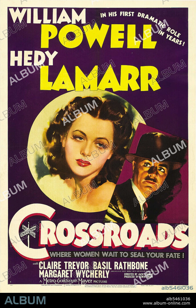 HEDY LAMARR and WILLIAM POWELL in CROSSROADS, 1942, directed by JACK CONWAY. Copyright M.G.M.