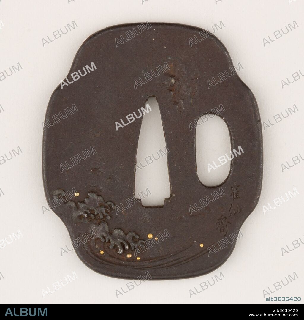 Sword Guard (Tsuba). Culture: Japanese. Dimensions: H. 2 7/16 in. (6.2 cm); W. 2 1/8 in. (5.4 cm); thickness 3/16 in. (0.5 cm); Wt. 2.3 oz. (65.2 g). Date: ca. 1615-1868.