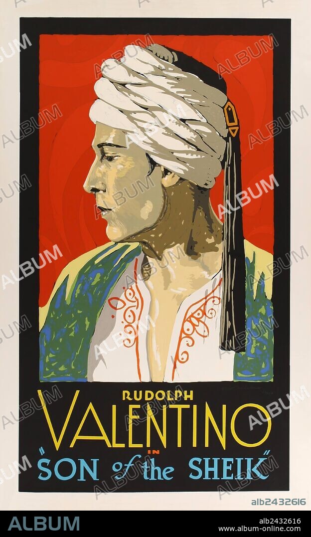 Poster de EL HIJO DEL CAÍD, 1926 (THE SON OF THE SHEIK), dirigida por GEORGE FITZMAURICE. Copyright UNITED ARTISTS.