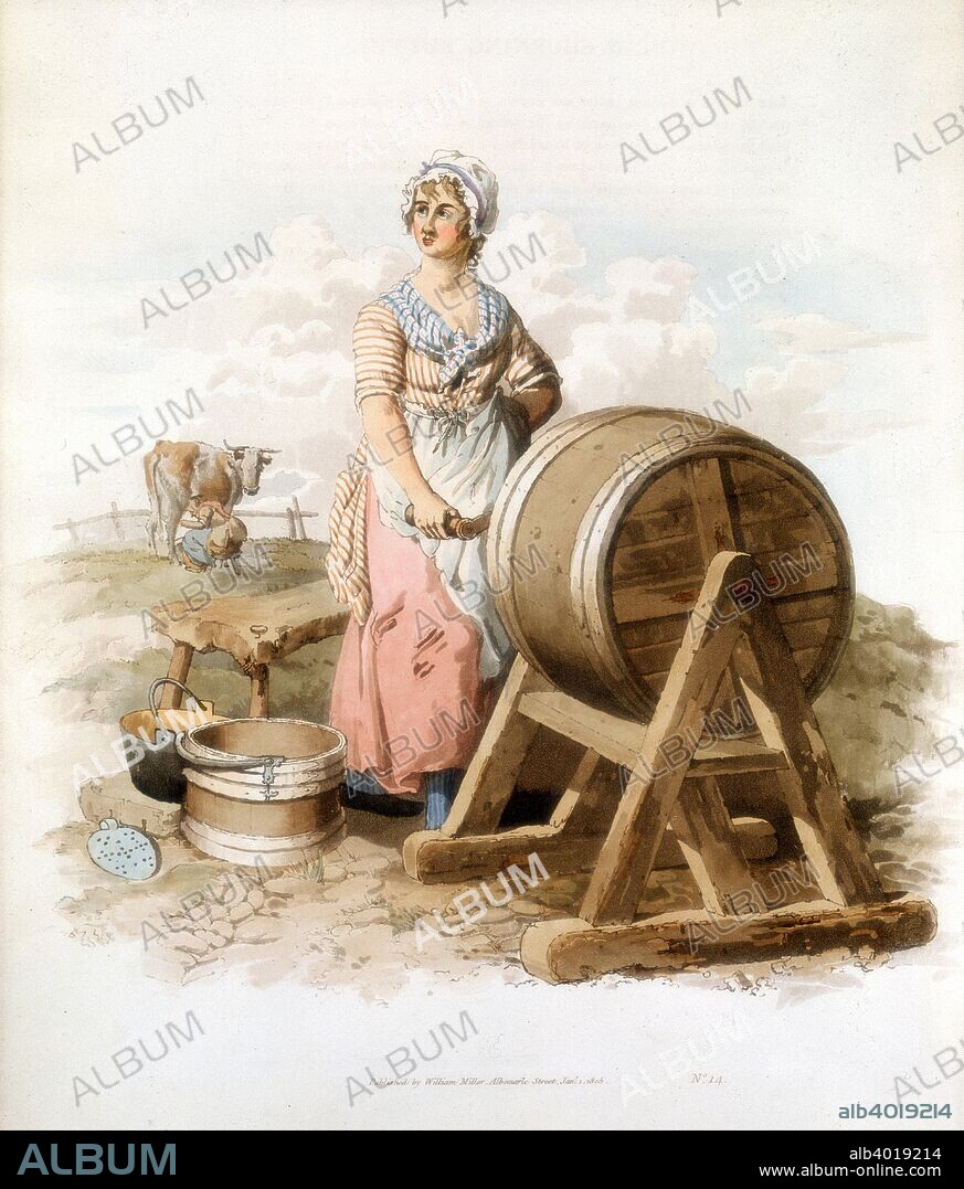 Women making butter, 1808. Artist: William Henry Pyne - Album alb4019214