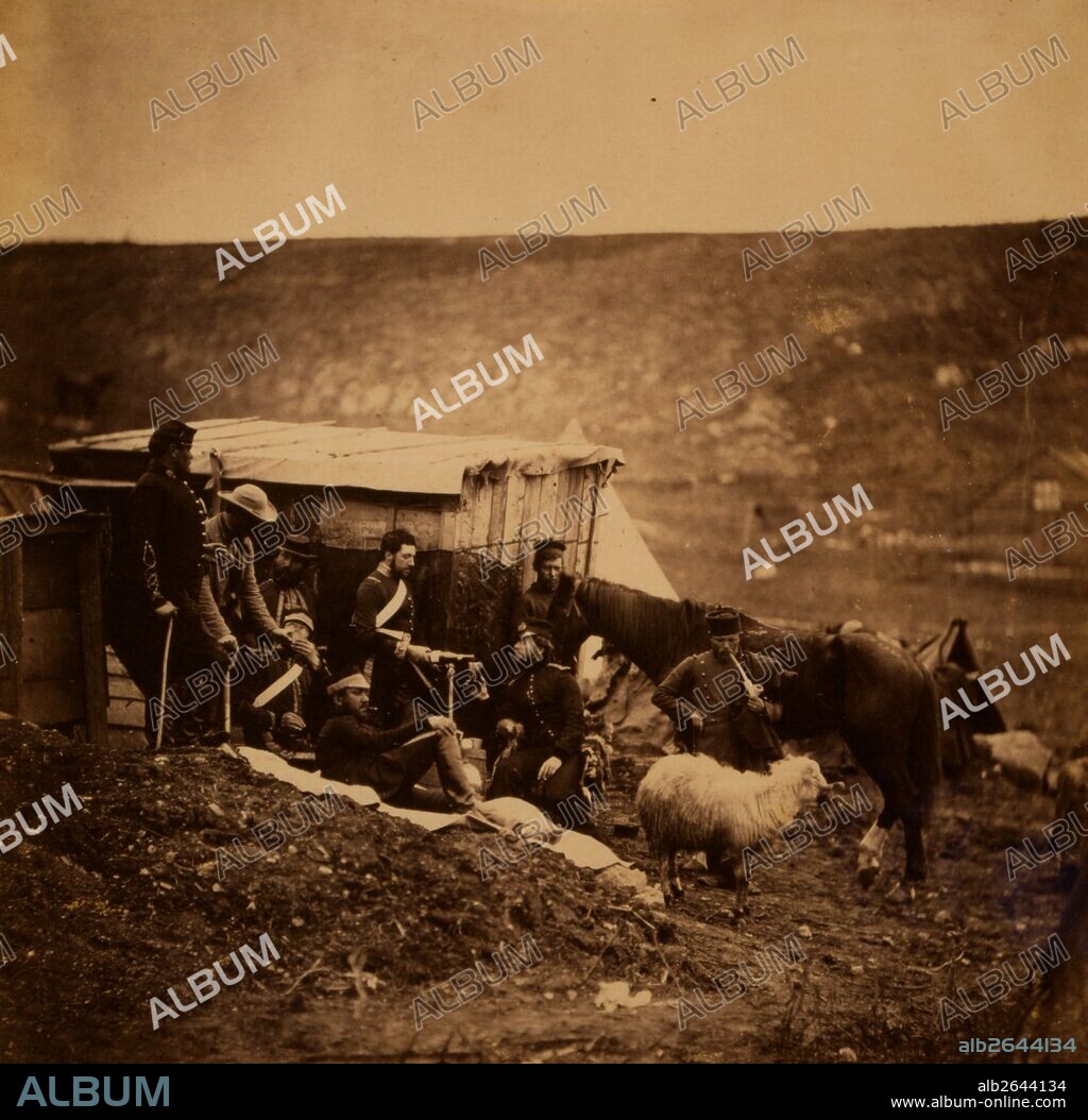 Group of 4th Dragoon Guards, Crimean War, 1853-1856, Roger Fenton historic war campaign photo.