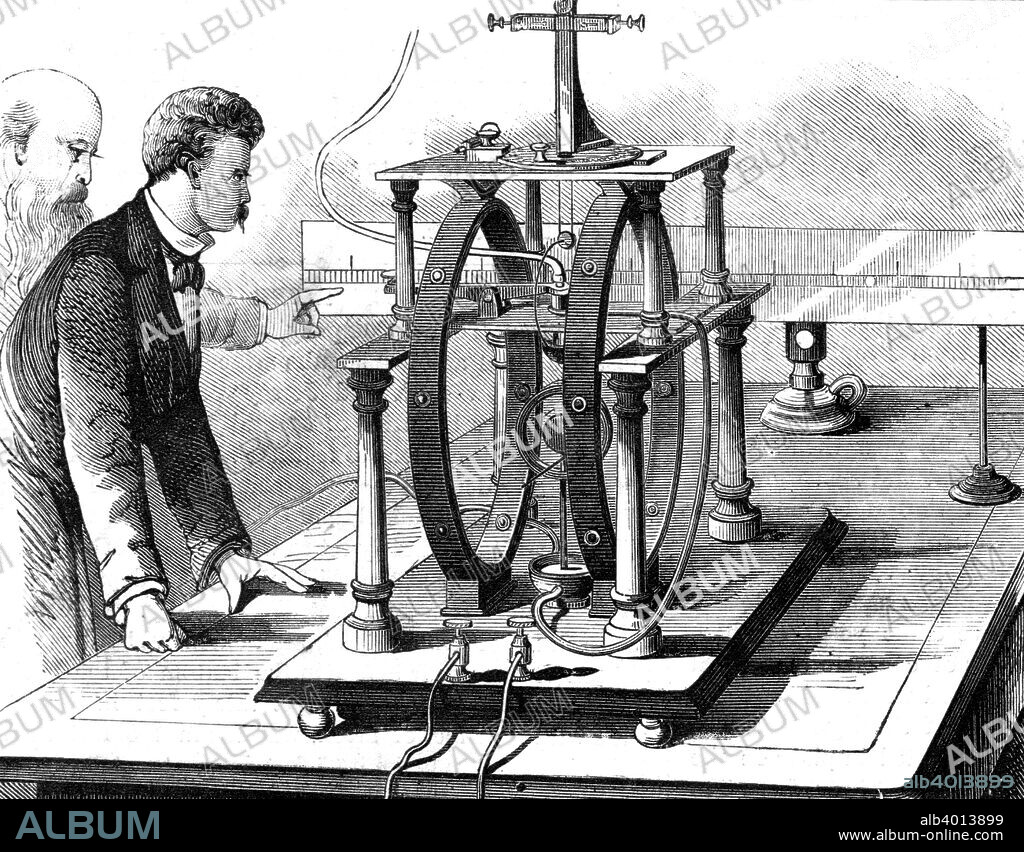 Thomas Edison's improved form of JW Trowbridge's electric dynamometer, 1879. Edison (1847-1931) was a prolific inventor who registered over 1000 patents, many of which were related to the development of electricity. His inventions, in collaboration with his staff, include the automatic telegraph, the electric lamp, the phonograph (gramophone) and the kinetoscope, an early form of cinematography. From Scientific American. (New York, 1879).