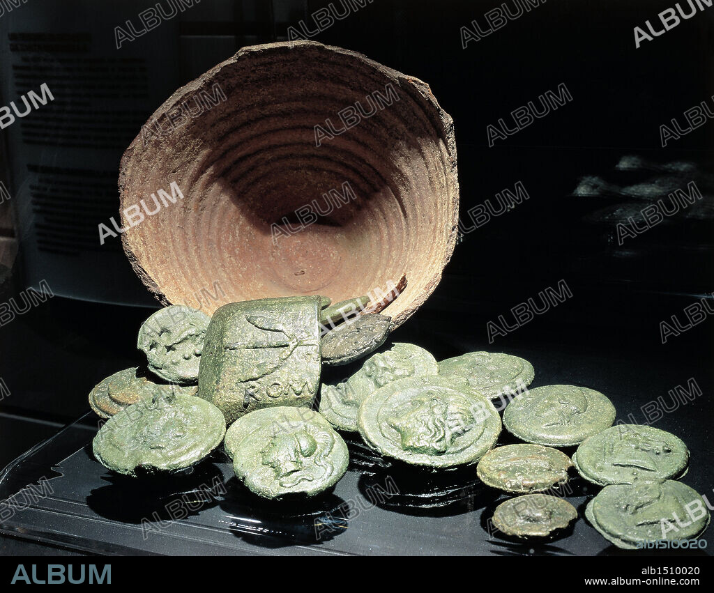 Roman civilization, 4th-3rd century b.C Coins discovered in 1927 in the surroundings of Civitavecchia (Rome province).