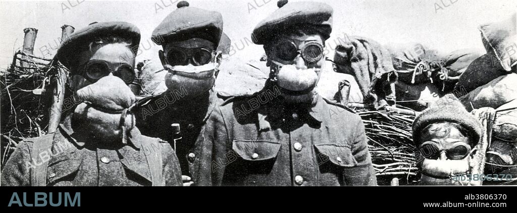 The first types were simple pads of cotton or gauze material, tied across the face with bandage. They simply acted as a filter to prevent chlorine gas being inhaled. The first use of poison gas on the Western Front was on April 22, 1915, by the Germans at Ypres, against Canadian and French colonial troops. The British Royal Society of Chemistry claims that British scientist Edward Harrison developed the first practical gas mask for mass production towards the end of 1916. American chemist and inventor James Bert Garner is credited by American sources with the invention of the gas mask in April 1915. He remembered experiments he had performed while teaching at the University of Chicago, thus he set about creating the first gas mask which he tested on two of his associates in a gas filled chamber. Following the successful completion of the test, he provided the results to the British government.