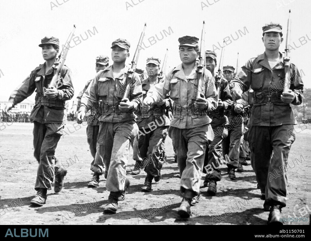 Second World War. Some of Japan´s new soldiers on a drill field at the Nerima Infantry Camp near Tpkyo.