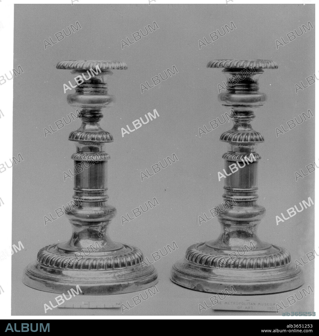 Candlestick. Culture: British, Sheffield. Dimensions: each: 7 1/2 × 4 3/4 in. (19.1 × 12.1 cm). Maker: Watson and Bradbury. Date: ca. 1810.