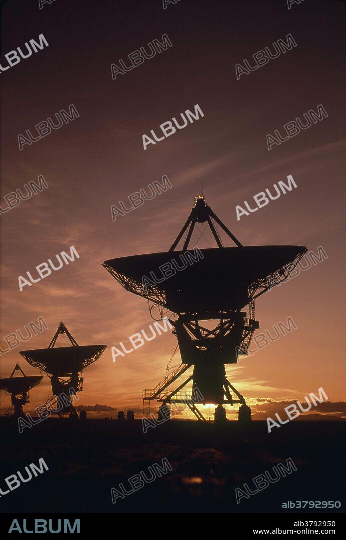 Telescopes at the Very Large Array (VLA), a radio astronomy observatory located on the Plains of San Augustin, New Mexico.