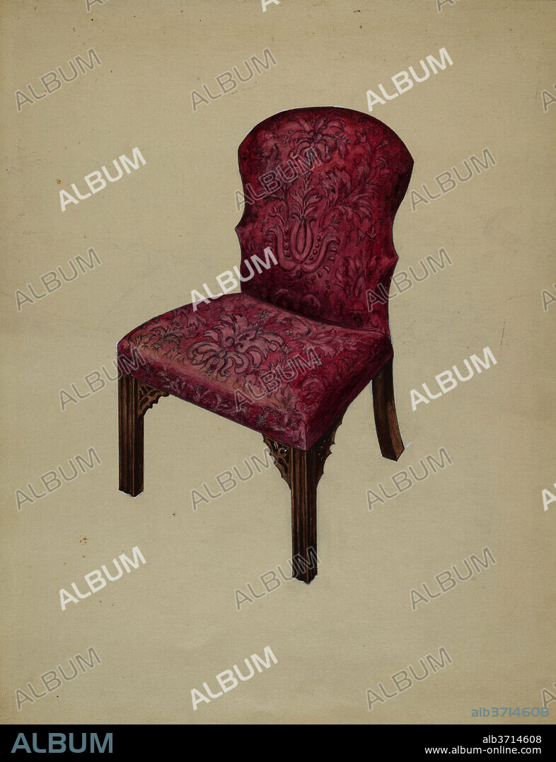 ARTHUR JOHNSON. Side Chair. Dated: 1936. Dimensions: overall: 29.2 x 22.7 cm (11 1/2 x 8 15/16 in.)  Original IAD Object: 37"high, 24"wide, 24"deep.  See scale dwg. verso for dets.. Medium: watercolor, colored pencil, and graphite on paper.