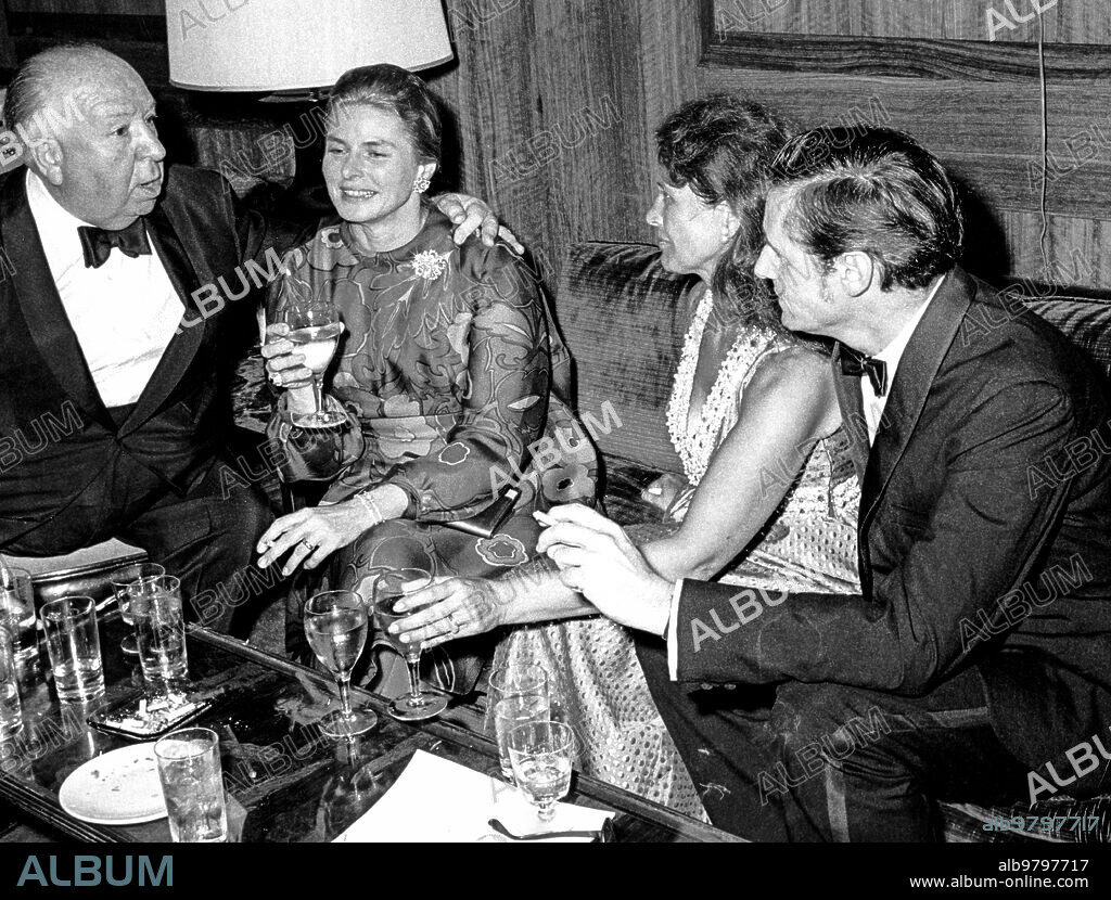 Alfred hitchcock, ingrid bergman, colleen dewhurst, arthur hill, los angeles, 1967.